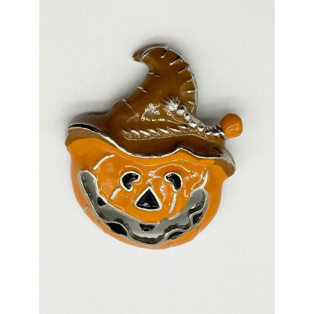 Halloween Orange Pumpkin Scarecrow Hat Jack O lantern Lapel‎ Pin Brooch Jewelry
